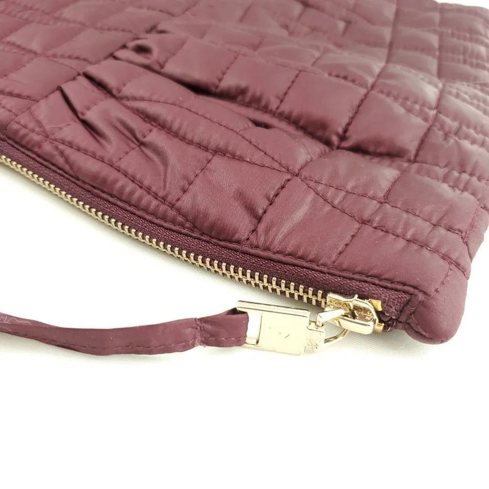 Kate Spade Womens Plum Quilted Classic Clutch Pouch With Gold Hardware